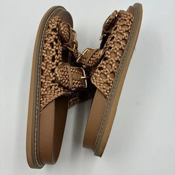 Joie Weaver Tan Macrame Double Buckle Slide Sandals Womens Size 8M Brown - Picture 6 of 16